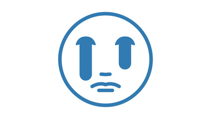 blue emoji face with upturned eyes and sad mouth expressing concern simple icon for ui ux and social media.