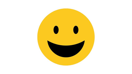 Fototapeta premium bright yellow smiley face icon on white background symbolizing joy happiness and positive emotion for digital design projects.