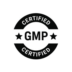 Vector illustration icon certified gmp logo with black and white design