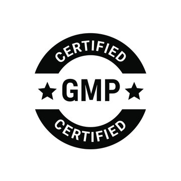 Vector illustration icon certified gmp logo with black and white design