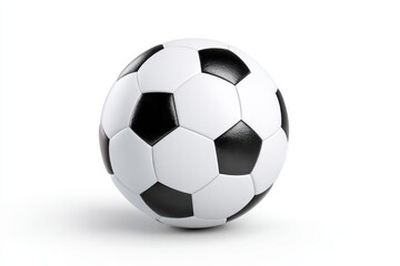 Naklejka premium 3D isometric classic soccer ball. Black and white pattern. Football sports concept. Clean render. Isolated on white background