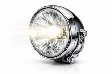 Motorcycle Headlight Front View Isolated on White Background