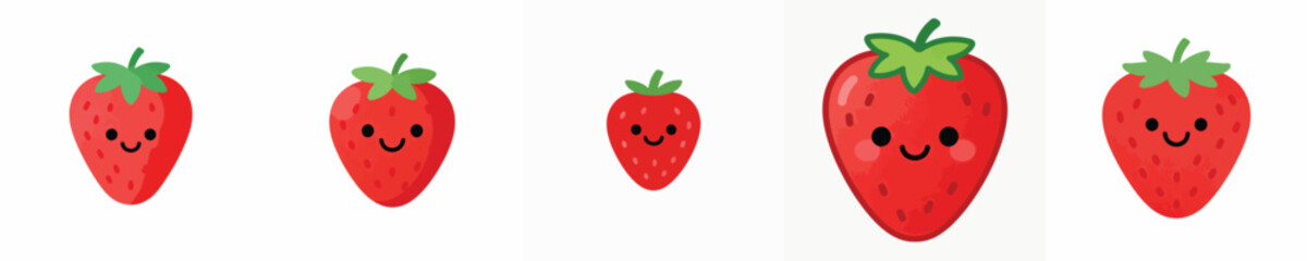 cute strawberry vector has eyes and mouth