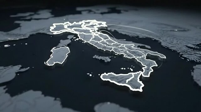 Animated Map Highlighting Italys Geographic Features.
