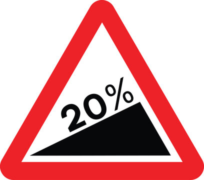 Steep Hill Ahead Incline UK Road Sign Vector Design Illustration Icon Vector
