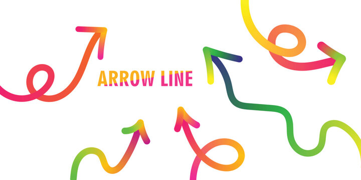 colorful rainbow gradient curved arrow lines swirling looping playful arrows vibrant flow design