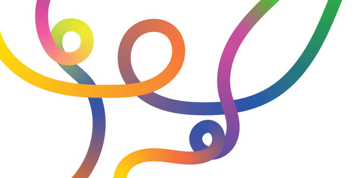 vibrant rainbow gradient swirling loops colorful abstract ribbon waves intertwined flowing design elements vector