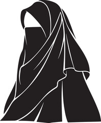 Naklejka premium a simple black and white drawing of a woman wearing a burq, with her face partially covered