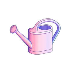 A cartoon illustration of a watering can, rendered with pastel pink and blue gradients, isolated