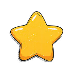 Hand-drawn, glossy, yellow five-pointed celestial body with sketched outline on black