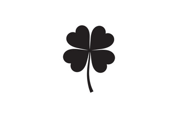 Fototapeta premium Simple four-leaf clover silhouette on clean white background a universal symbol of good luck and ireland perfect for saint patrick's day designs