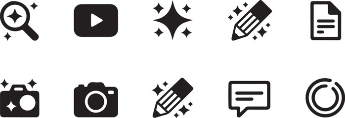 Minimalist icon set for creative and productivity tools