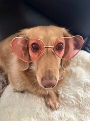 funny dog wearing glasses