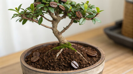 Coffee Bean Bonsai Tree
A miniature tree where beans replace leaves, planted in espresso grounds.