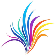 Abstract vibrant multicolored strokes forming an upward sweeping curve