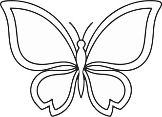 Simple line drawing of a butterfly with symmetrical wings and a segmented body