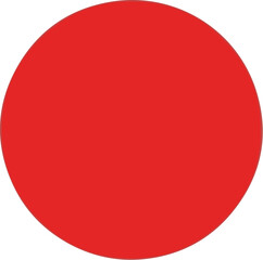 A solid, vibrant red circle on a stark white background
