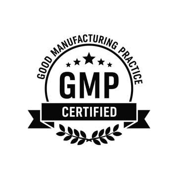 Vector illustration icon gmp certified label with laurel wreath and stars