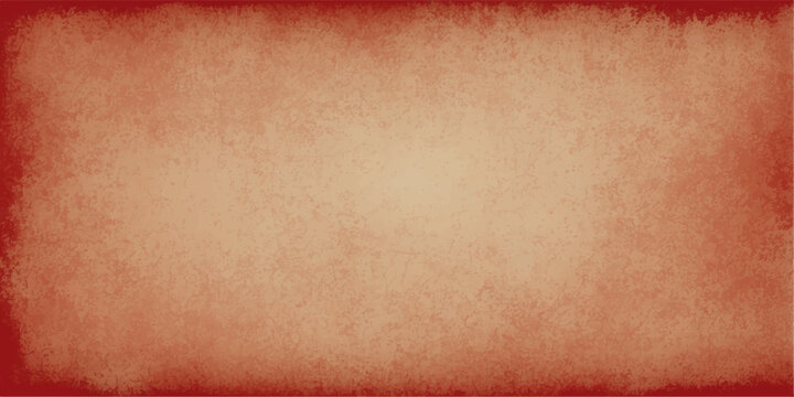Vintage red christmas background with a grunge frame and old paper texture on a painted wall pattern backdrop for antique art design