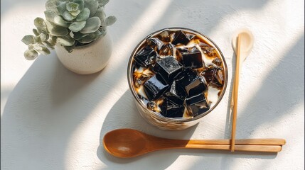 Grass Jelly Dessert (仙草冻), Chinese Dessert, Guangxi Dessert 