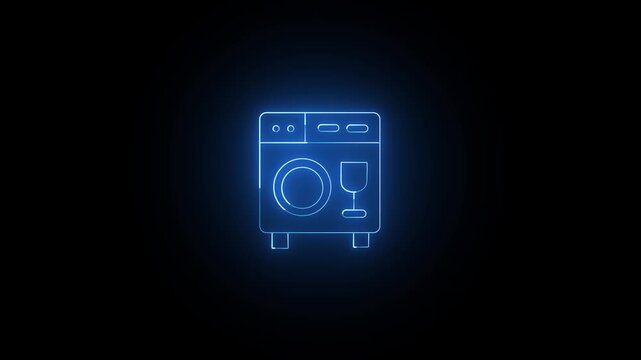 Neon blue retro boombox with black background