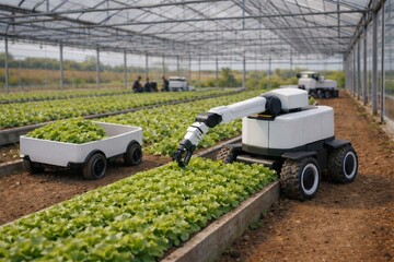 Automated crop harvesting in a large greenhouse