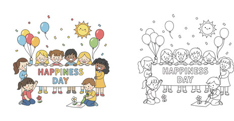 Obraz premium Happy Kids Celebrating 