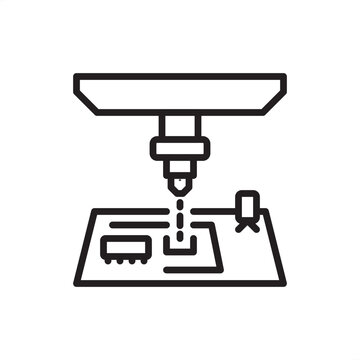 Conformal coating icon. PCB protection and moisture proofing, representing acrylic spray, silicone encapsulation, environmental barrier films, and high-precision electronic manufacturing hardware.