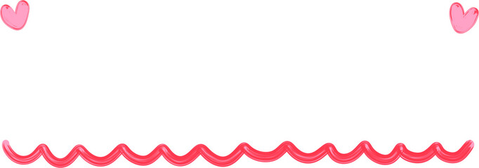Obraz premium Hand Drawn Pink Heart Decorative Wave Line Border Isolated on Transparent Background Romantic Doodle Clipart PNG