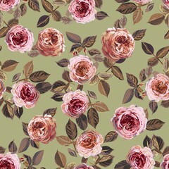 Abstract watercolor rose flower creative allover design seamless floral pattern new concept textile design flower digital creators art repeating design light green colour background stock design  © Yash