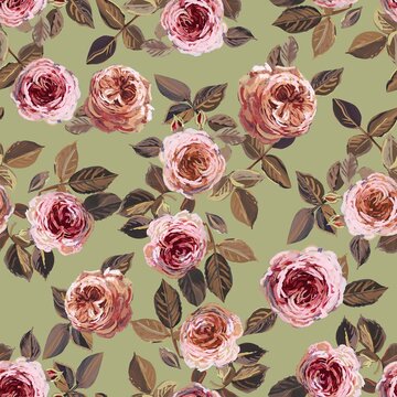 Abstract watercolor rose flower creative allover design seamless floral pattern new concept textile design flower digital creators art repeating design light green colour background stock design 