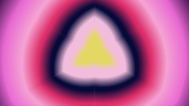 A vibrant triangle centered within layered circular shapes viewed directly in a symmetrical composition