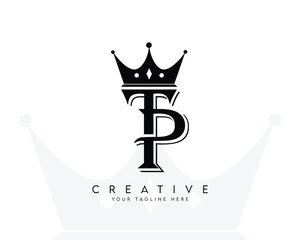 TP PT initial luxury logo letter crown vector symbol