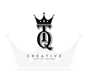 TQ QT initial luxury logo letter crown vector symbol
