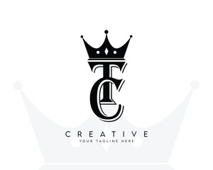 TC CT initial luxury logo letter crown vector symbol
