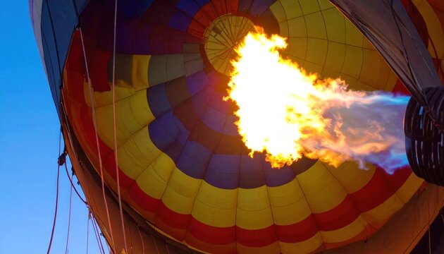 Fiery Ascent - A Close-Up of a Hot Air Balloons Burner in Action.