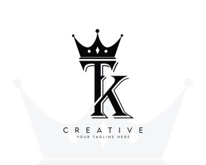 TK KT initial luxury logo letter crown vector symbol
