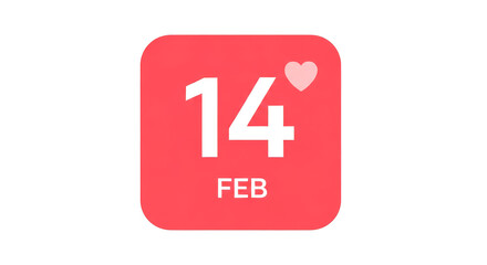 Valentine's Day calendar icon showing February 14th with a heart