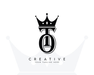 TO OT initial luxury logo letter crown vector symbol
