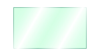 Obraz premium PNG clear transparent glass plate with realistic light reflection and soft glare. Crystal clean glossy rectangular acrylic plastic panel screen overlay for mockup isolated on transparent background.