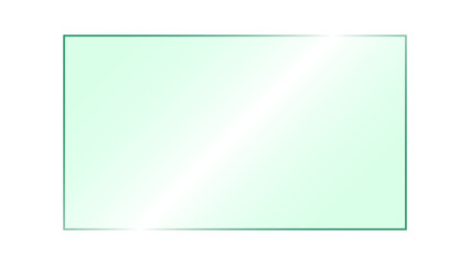 Fototapeta premium PNG clear transparent glass plate with realistic light reflection and soft glare. Crystal clean glossy rectangular acrylic plastic panel screen overlay for mockup isolated on transparent background.