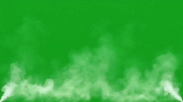 Realistic smoke motion graphic on green screen, rising fog layer and volumetric vapor effect, chroma key VFX element for cinematic compositing and logo reveal.