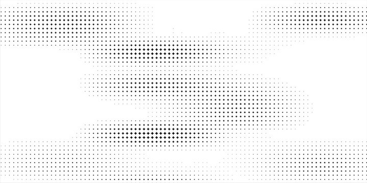 Grunge halftone corner gradient. Distress fading grit noise background. Retro pixel backdrop texture. Black and white sand wallpaper. Vector textured gritty surface. Anime or manga style comic overlay