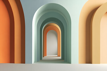 Modern Pastel Archway Corridor Minimal Geometric Background