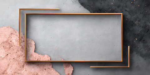 Luxury Gold Frame Mockup on Concrete Texture Background