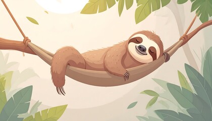 Fototapeta premium Sleepy sloth in a hammock