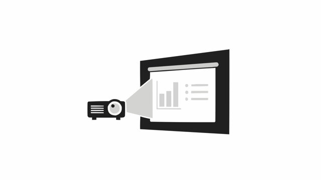Projector Displaying Graph on Screen.