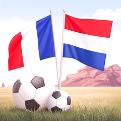 Fototapeta premium Soccer flags and balls