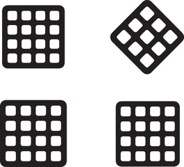Four black and white square grid patterns on a white background pattern
