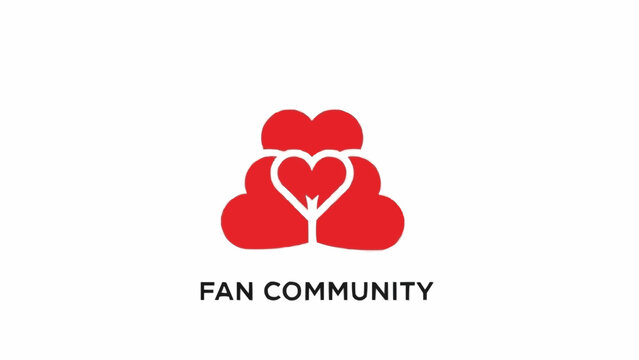 Red heart shaped fan community logo.